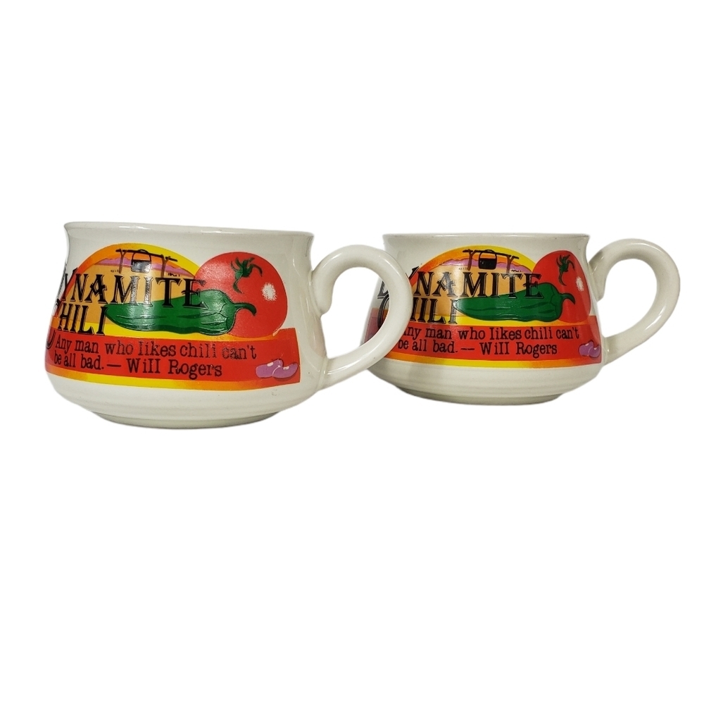 Vintage Dynamite Chili 2 Mugs Will Rogers …